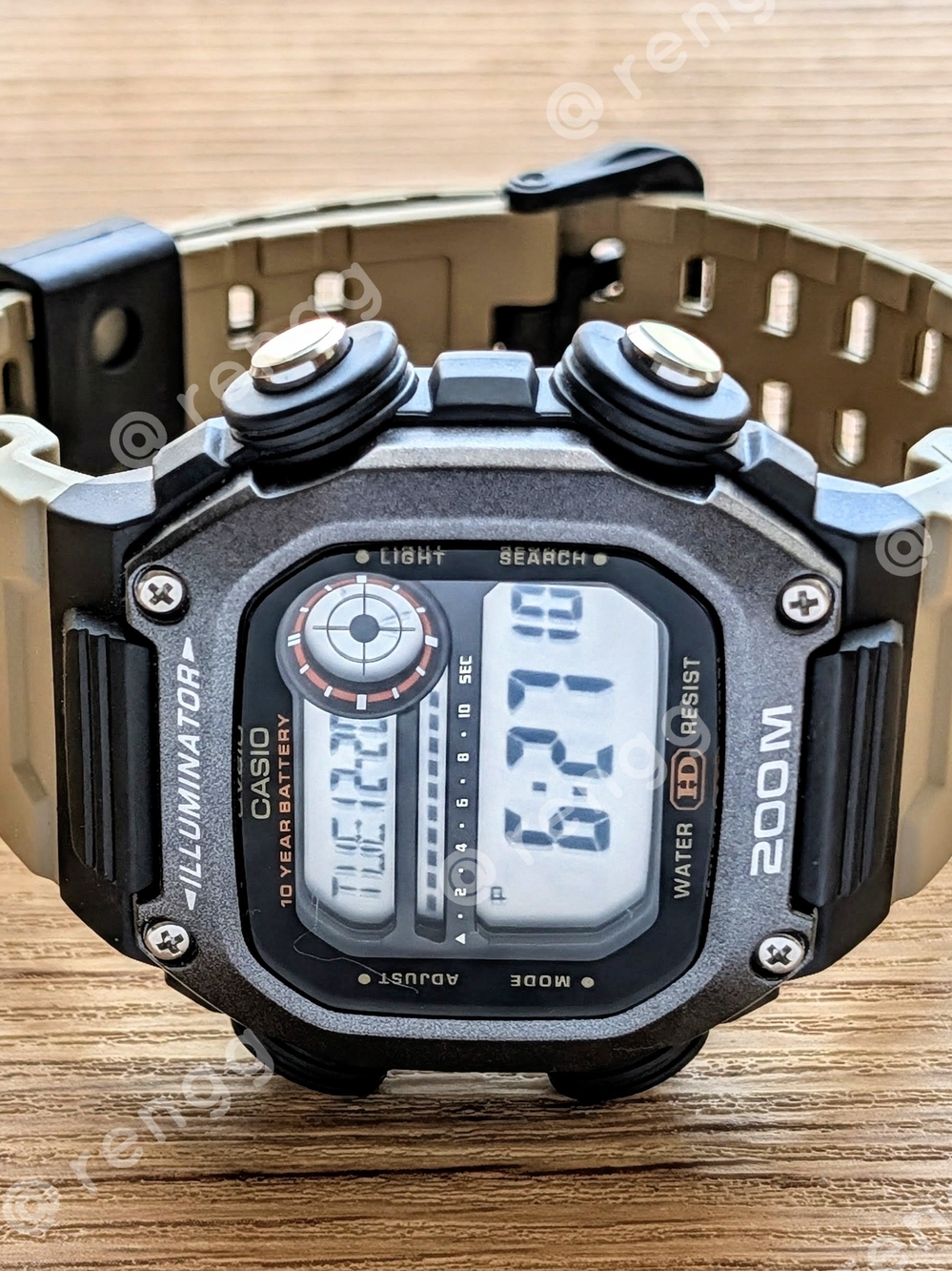 Casio Illuminator Digital Watch - Black Case with Tan Strap